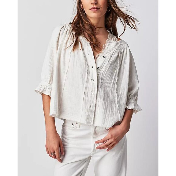 Free People Tops - FREE PEOPLE Lucy Solid Swing Top / Optic White